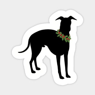 Italian Greyhound with festive holly collar Holiday design Magnet