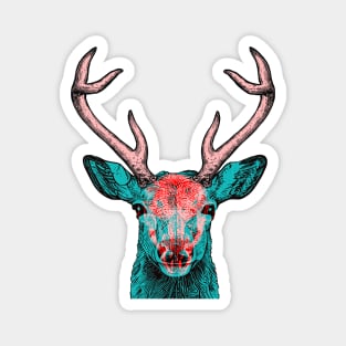 Deer Skull Interactive Red&Blue Filter T-Shirt Magnet