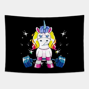 Weight Lifting Unicorn Lover Funny Workout and Exercise Tapestry