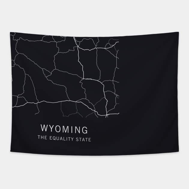 Wyoming State Road Map Tapestry by ClarkStreetPress