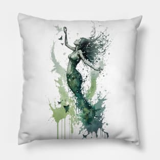 Mermaid Watercolor Splatter Pillow