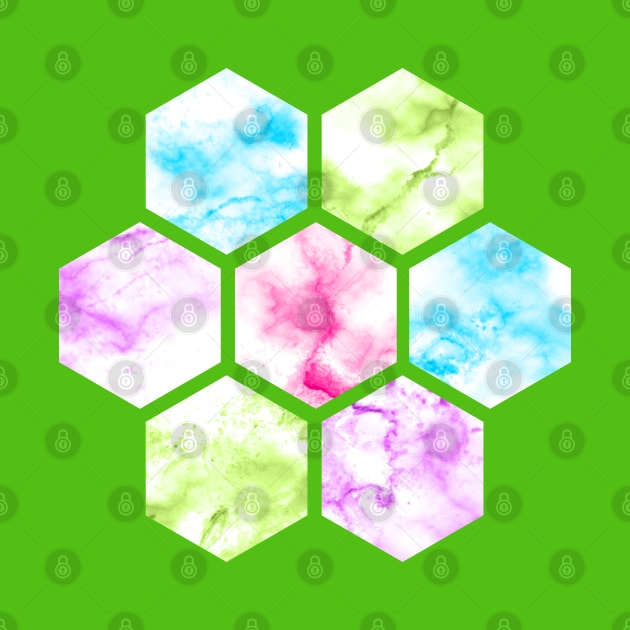 Marble Hexagon | Purple Pink Blue | Green Background by Wintre2