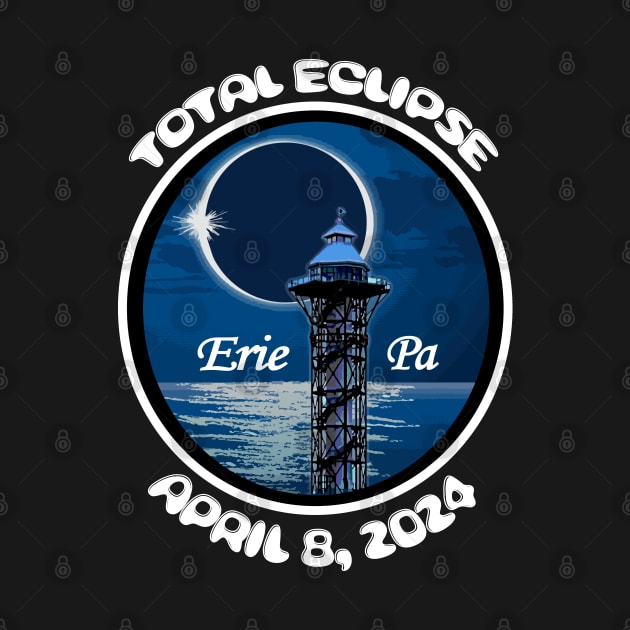 Erie Pennsylvania Total Solar Eclipse 2024 Path to Totality on Lake Erie by DesignFunk