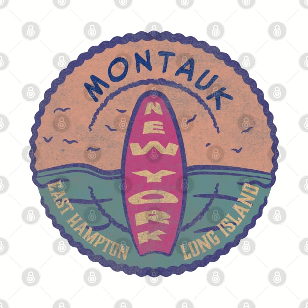 Montauk Vintage Surf Logo New York by Alexander Luminova