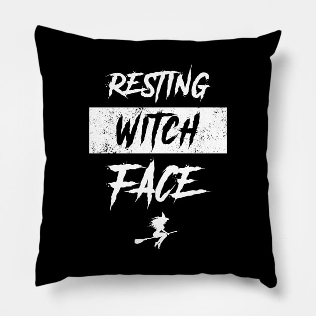 Resting Witch Face Funny Halloween Teacher Pillow by trendingoriginals