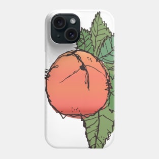 Peach on a leaf sketch Phone Case