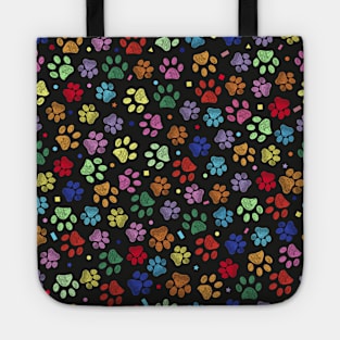 Doodle colorful paw print Tote