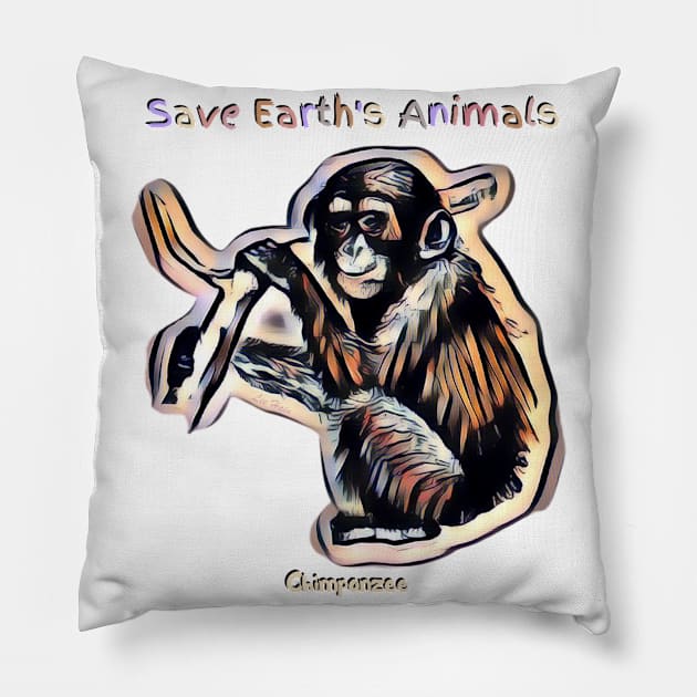 Chimpanzee Pillow by Lees Tees