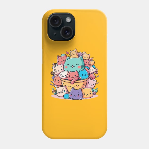 Kawaii pile of cats Phone Case by tatadonets