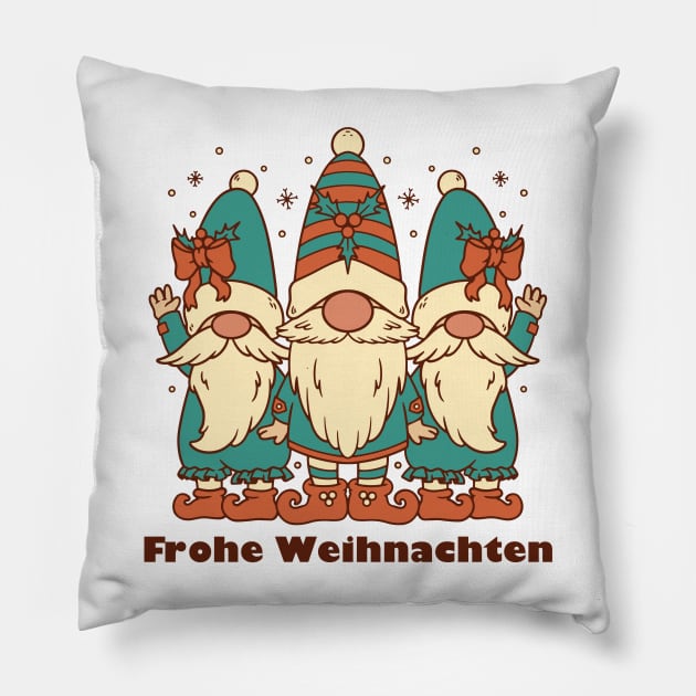 Merry Christmas in German Pillow by SunburstGeo