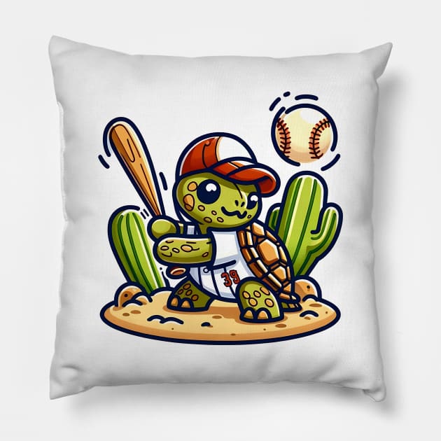 Wild Baseball Desert Tortoise Habitat Pillow by TaansCreation 