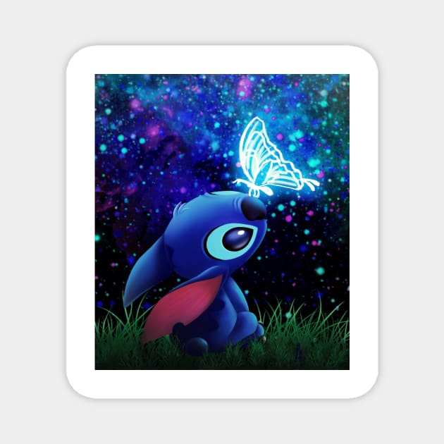 stitch butterfly Starry sky Magnet by cloudart2868