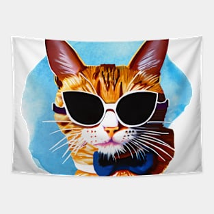 Ginger Cat wearing sunglasses Sassy Cat Tapestry