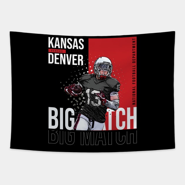 American Football Kansas Denver, Big Match Tapestry by HassibDesign