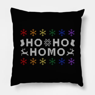 Ho Ho Homo Ugly Sweater (Rainbow) Pillow