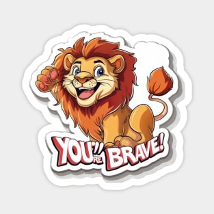 Brave Lion Cartoon Sticker Magnet