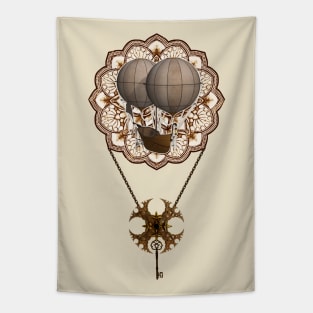 STEAMPUNK Vintage Time Travel Airship Mandala 1 Tapestry