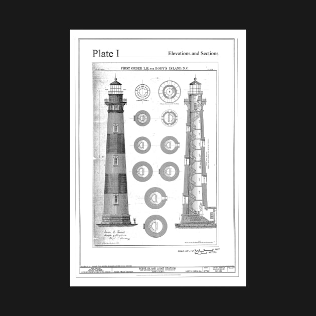 Vintage Bodie Island Lighthouse Diagram by Bravuramedia