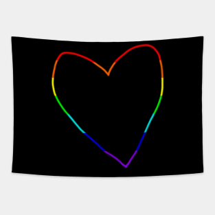 Rainbow Heart Minimal Line for Valentines Day Tapestry