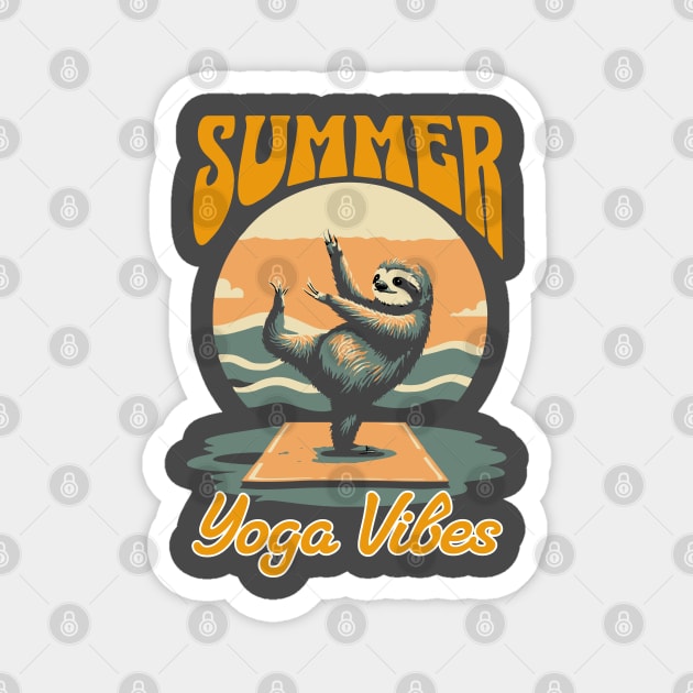 Beach Yoga Sloth Tee  Shirt Magnet by Urbanprint