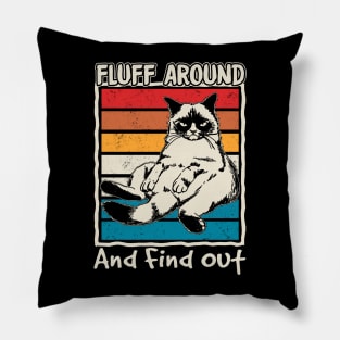 Funny Fluff Around And Find Out Cute Cat Pillow