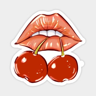 Vintage Cherry Lips Pattern Magnet