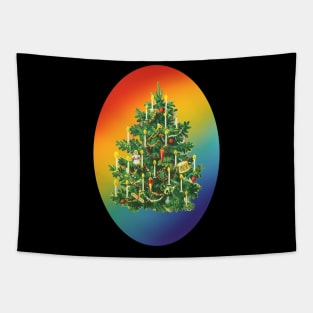 Rainbow Christmas Tree Classic Retro Victorian Tapestry