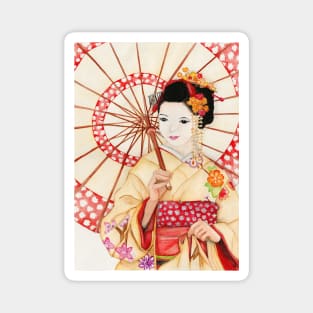 Watercolor - Japanese geisha Magnet