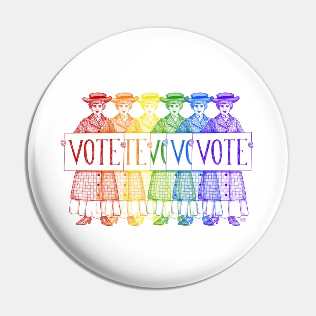 Rainbow Suffragettes Want You to VOTE Pin by JCPhillipps