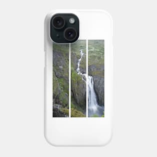 Wonderful landscapes in Norway. Vestland. Beautiful scenery of Voringfossen waterfall in the Mabodalen valley on the Hardanger scenic route. Mountains, trees in background. Cloudy day (vertical) Phone Case