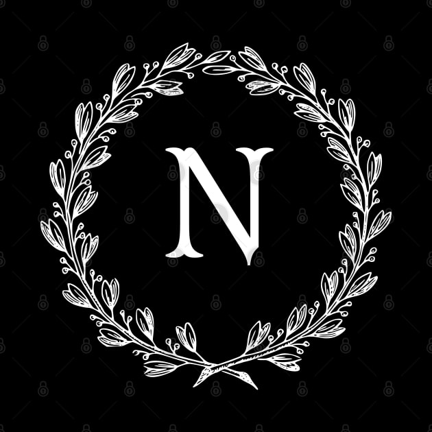 Beautiful Letter N Alphabet Initial Monogram Wreath by anonopinion