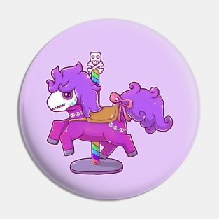 Cute Sugar Skull Carousel Horse Halloween Pastel Colors Pin