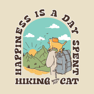 Happiness Is A Day Spent Hiking With My Cat | Hikers and Cats Lover Gift T-Shirt