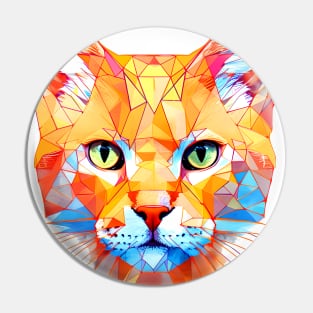 Geometric Cat No. 2: Light Background (on a no fill background) Pin