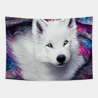 Cute white wolf pup Tapestry