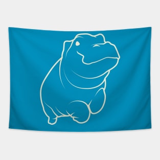 Aesthetic Lineart Cute Hippopotamus Tapestry