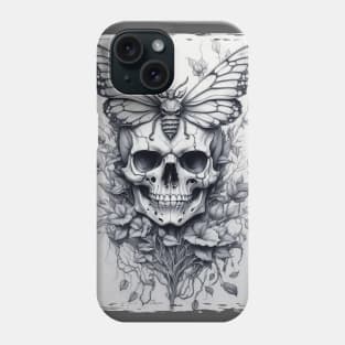 Skull and buttlerfly Phone Case