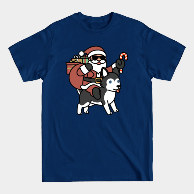 Disover Santa Claus Riding Husky Christmas - Husky - T-Shirt
