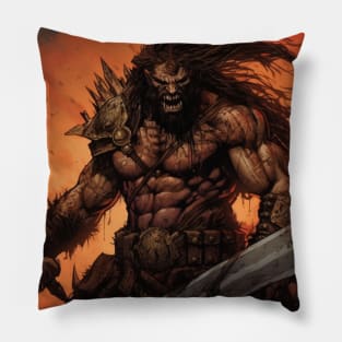 Barbarian Warrior Savage Fury Pillow
