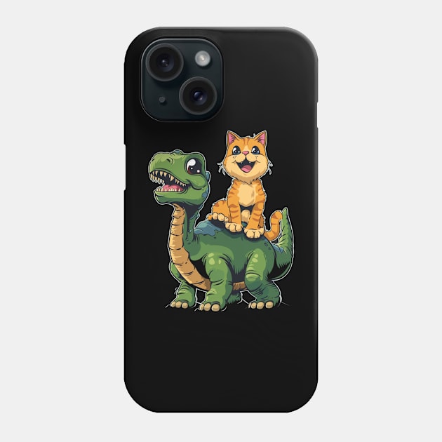 Cat Dinosaur Kingdom Quest Phone Case by skeleton sitting chained