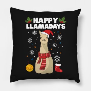 Happy Llamadays Festive llama Pillow