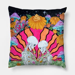 Eternal Sunshine - Mushroom and Skeleton design Pillow