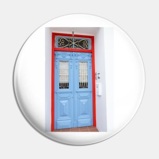 building entrance with blue door Pin