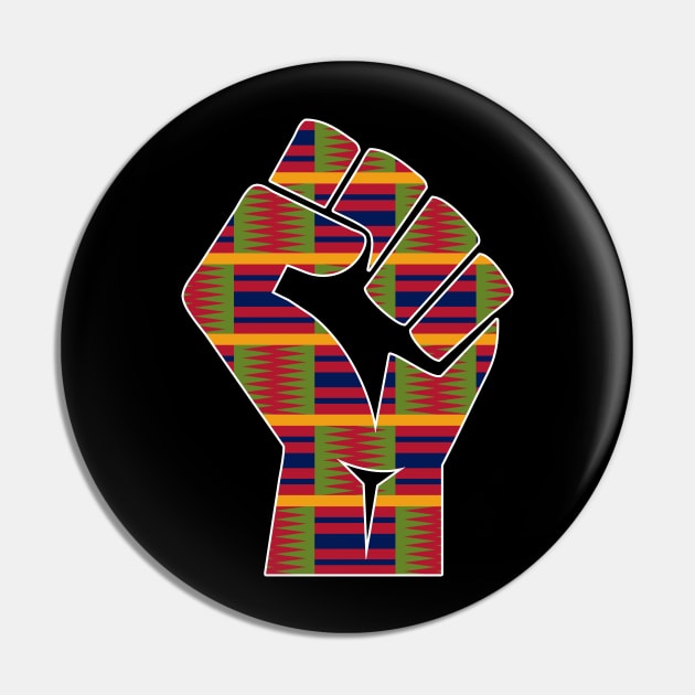 Kente Cloth Black Power Fist Pin by blackartmattersshop