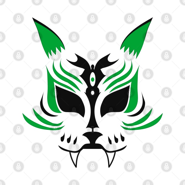 Kitsune Face - Green by ChrisOConnell