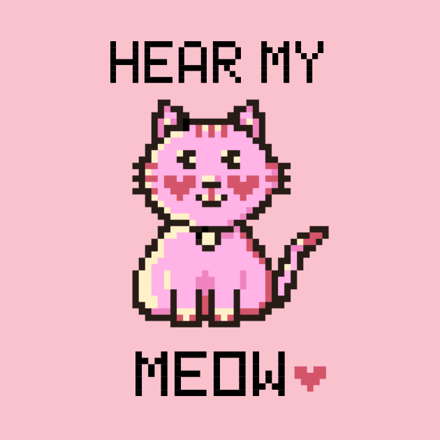 Cute Kitty Pink - Pixel by Bootyfreeze