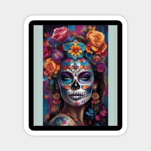 Woman in Stunning Sugar Skull Makeup Magnet