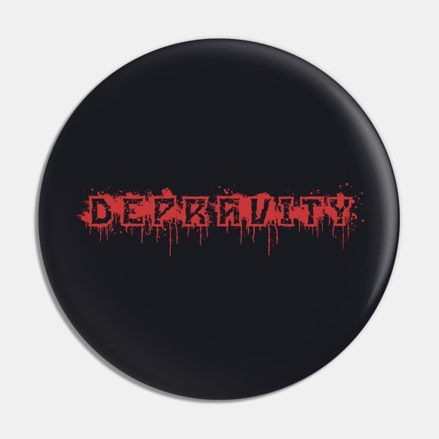 Depravity Red Bloodsplatter Color Pin by depravitee