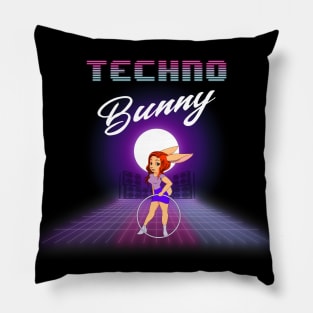 Techno Bunny Hula Hoop Bunny 80s Style Pillow