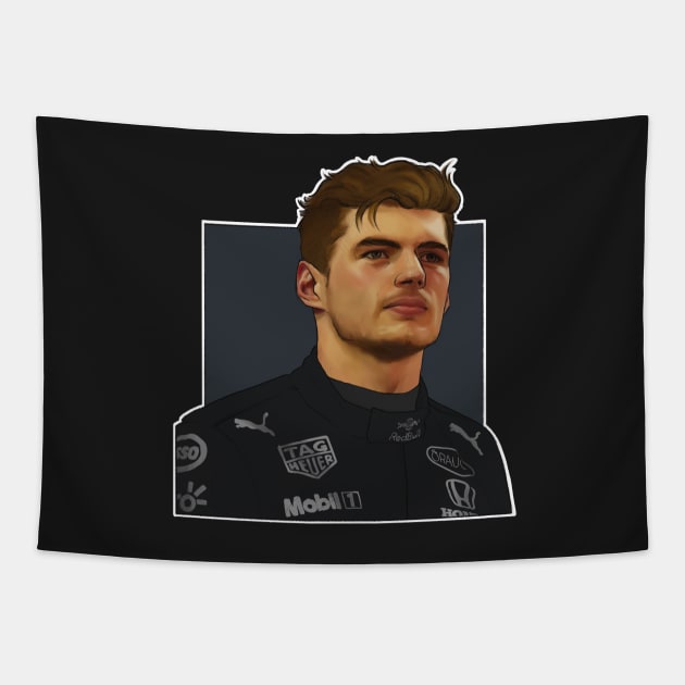 Max Verstappen - illustration Tapestry by daddymactinus